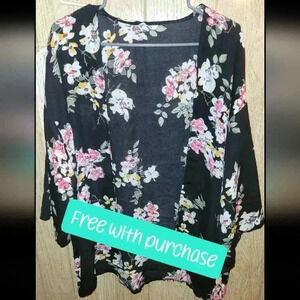 FREE WITH PURCHASE KK Black Floral Chiffon Cardigan